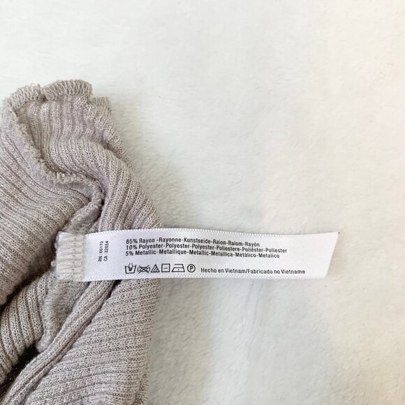 Free People metallic waffle knit tie front deep v-neck long sleeve top - Picture 9 of 12